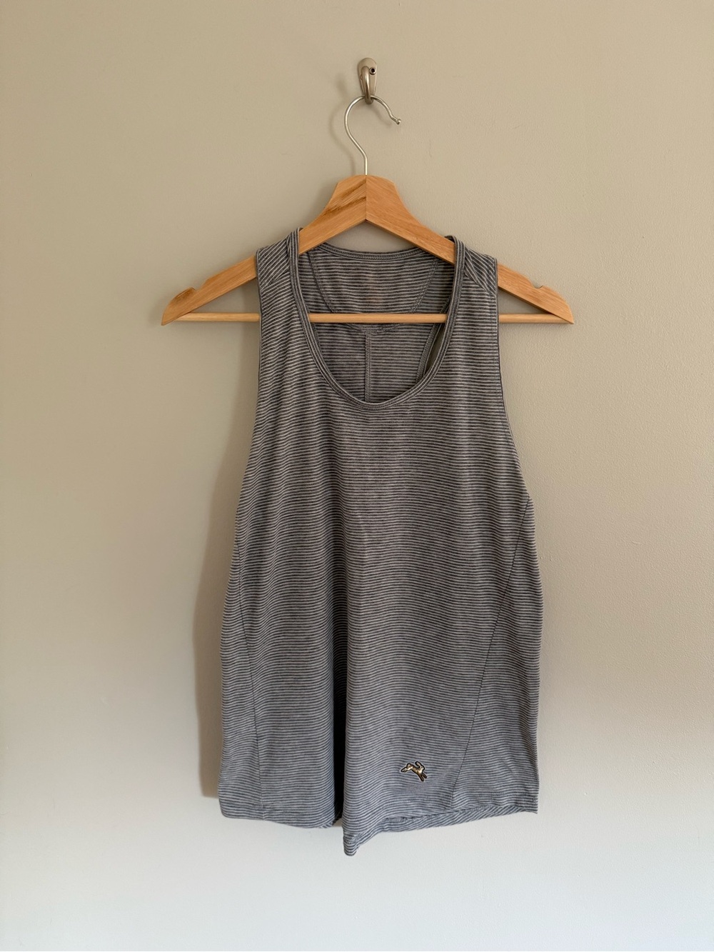 Tracksmith Twilight Blue and White striped Racerback Tank L